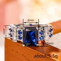 Rectangular Solitaire Geometric Ring In Five Center Colors view 4