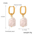 Gold Oval Huggie Irregular Freshwater Pearl Drop Earrings view 6