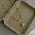 Double Strand Crystal Necklace with Pearl Drop Statement Jewelry view 2