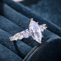 Silver Large Marquise CZ Side-Stone Finger Ring 6-10 view 4