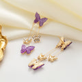 Purple Double Butterfly Crystal Look Extra Long Earrings view 4