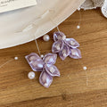 Pastel Floral Petal Drop Earrings with Pearl Accents view 9