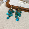 Antique Tone Sequin Chandelier Earrings with Reflective Details view 6