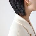 Triple Layer C Shape Hollow Hoop Earrings Gold Or Steel view 6
