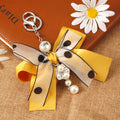 Polka-Dot Sheer Bow Keychains with Pearl and Crystal Drops view 3