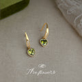 Gold Tone Clear Stone Bar And Lime Heart Drop Earrings For Women view 1