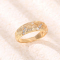 Gold Woven Texture CZ Inlay Band Finger Ring Sizes 6-10 view 5