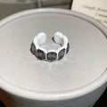 Hexagon Smoky Stone Open Cuff Rings Black and White view 6