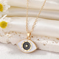 Gold Tone Enamel Eye Pendant Necklace Huggie Earrings and Sets view 5