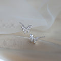 Mini Butterfly Pavé Stud Earrings Gold or Silver Tone view 3