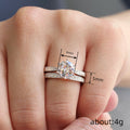 Round Solitaire Split-Curve Two-Ring Set In Polished Silver Tone view 4