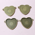 Heart Shaped Double Loop Cabochon Connector in Antique Bronze view 3