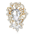 Oval Crystal Bow Cluster Brooch in 8 Color Options view 1