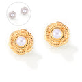 Twisted Rope Circle Stud Earrings With Imitation Pearl view 5