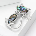 Iridescent Shell Cat Brooch Pin in Silver Tone Decorative Jewelry view 3