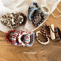 Knit Fabric Printed Elastic Hair Ties Four Piece Set view 4