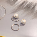 Silver Tone Hoop Earrings with Matte Round Bead Charm view 4