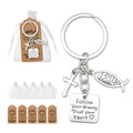 Silver-Tone Metal Cross, Jesus Fish And Message Tag Keychain view 1