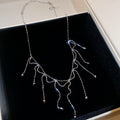 Silver Tone Branch Fringe Layered Necklace Decorative Jewelry Design view 7