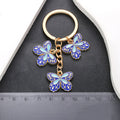 Blue Butterfly Enamel Charm Keychain with Gold Tone Hardware view 2