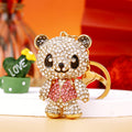 Crowned Jeweled Panda Keychain in a Pink Crystal Outfit view 3
