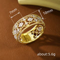 Openwork Floral Wide Statement Ring In Polished Gold Tone view 4