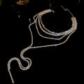 Silver Multi Layer Rhinestone Choker Long Drop Tassel view 6