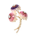 Three Flower Stem Brooch Decorative Metal Pin For Jackets And Lapels view 2