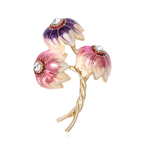 Three Flower Stem Brooch close-up highlighting the front decoration