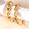 Gold Tree of Life Hinged Bangle Bracelet Zircon Metal view 2