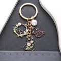 Black Cat Heart Flower Wreath and Pearl Enamel Keychain view 4