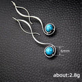Silver-Tone Wave Drop Earrings with Blue Turquoise Bead, Brass view 5