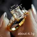 Rectangular Clear Three-Stone Ring In Polished Gold And Silver Tones view 4
