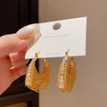 Gold Chain Fringe Hoop Earrings with Crystal Edges view 4