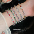 Silver Geometric Flower Oval Crystal Bracelets Four Colors view 2