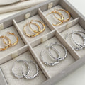Twisted Rope Hoop Earrings Gold and Silver Tone Multi Size view 1