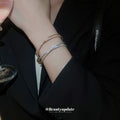 Double Row Clear Crystal Hinged Bangle In Silver Tone Or Gold Tone view 3