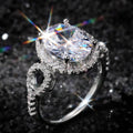 Oval White Stone Ring with Round Side Stones and Pavé Band view 4
