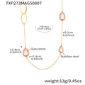Teardrop Glass Stone Long Necklace in Ten Color and Metal Styles view 9