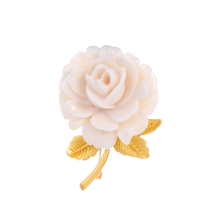 Gold Tone Rose Metal Brooch Pin for Jackets and Lapels