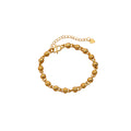 Gold Solid Bead Bracelet Knurled Smooth Balls Heart Tag view 5
