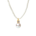 White Shell Bead Necklace Large Pearl Drop Zircon Cap view 5