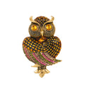Aqua Gold Tone Owl Crystal Enamel Two Designs Metal Brooch Pin view 6