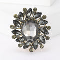 Oval Crystal Radiant Floral Cluster Brooch in Ten Colors view 12