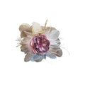 Pink Center Layered Flower Hair Claw With Gray White Petals And Feathers view 5