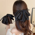 Satin Bow Leopard Print Fabric Hair Claw Clip 2 Styles view 1