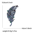Long Dark Crystal Feather Brooch in Two Colorways for Jackets and Scarves view 7