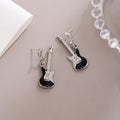 Black and White Electric Guitar Leverback Earrings view 4