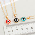 Gold Tone Round Resin Evil Eye Pendant Necklaces in Three Colors view 2