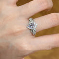 Silver Leaf Shoulder Ring Oval Lavender Center Stones view 2